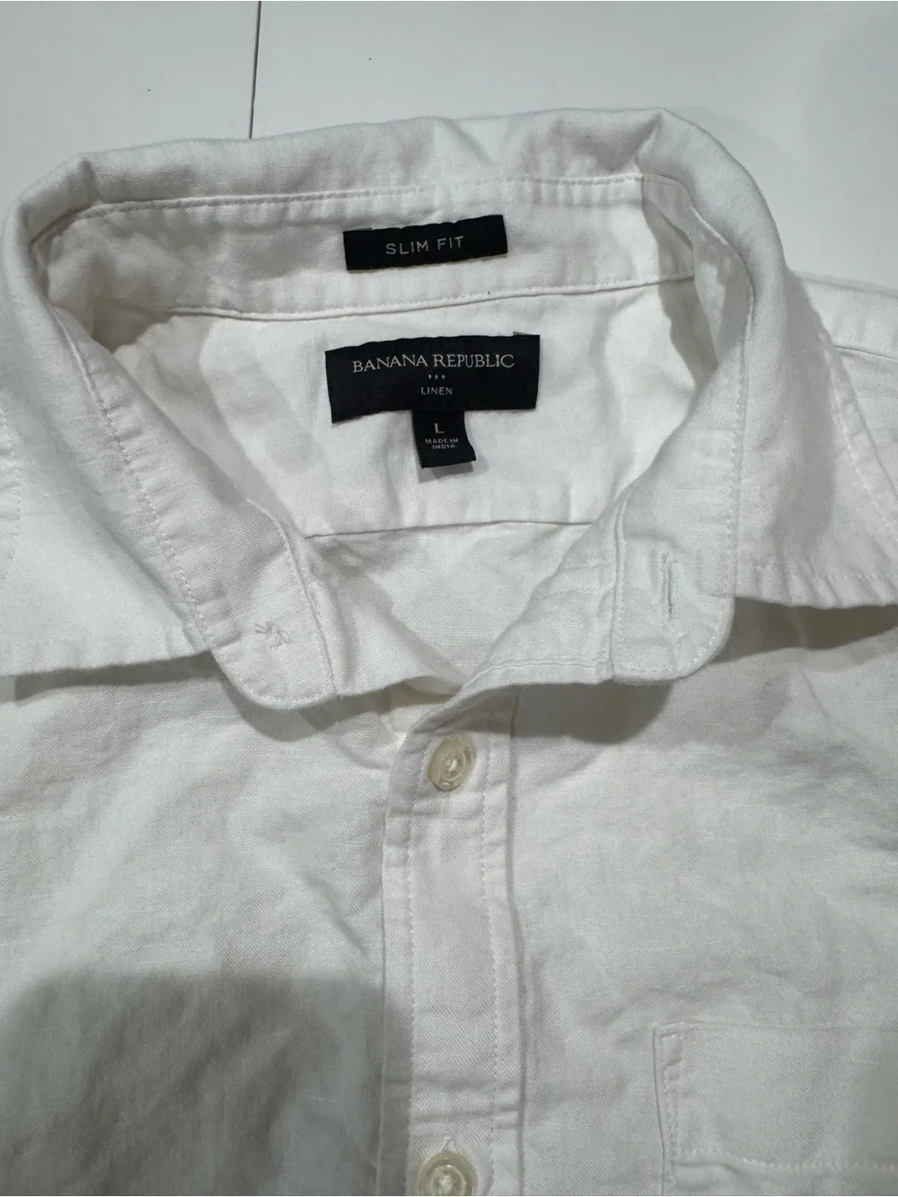Banana Republic White Linen Slim Fit Button-Down Shirt